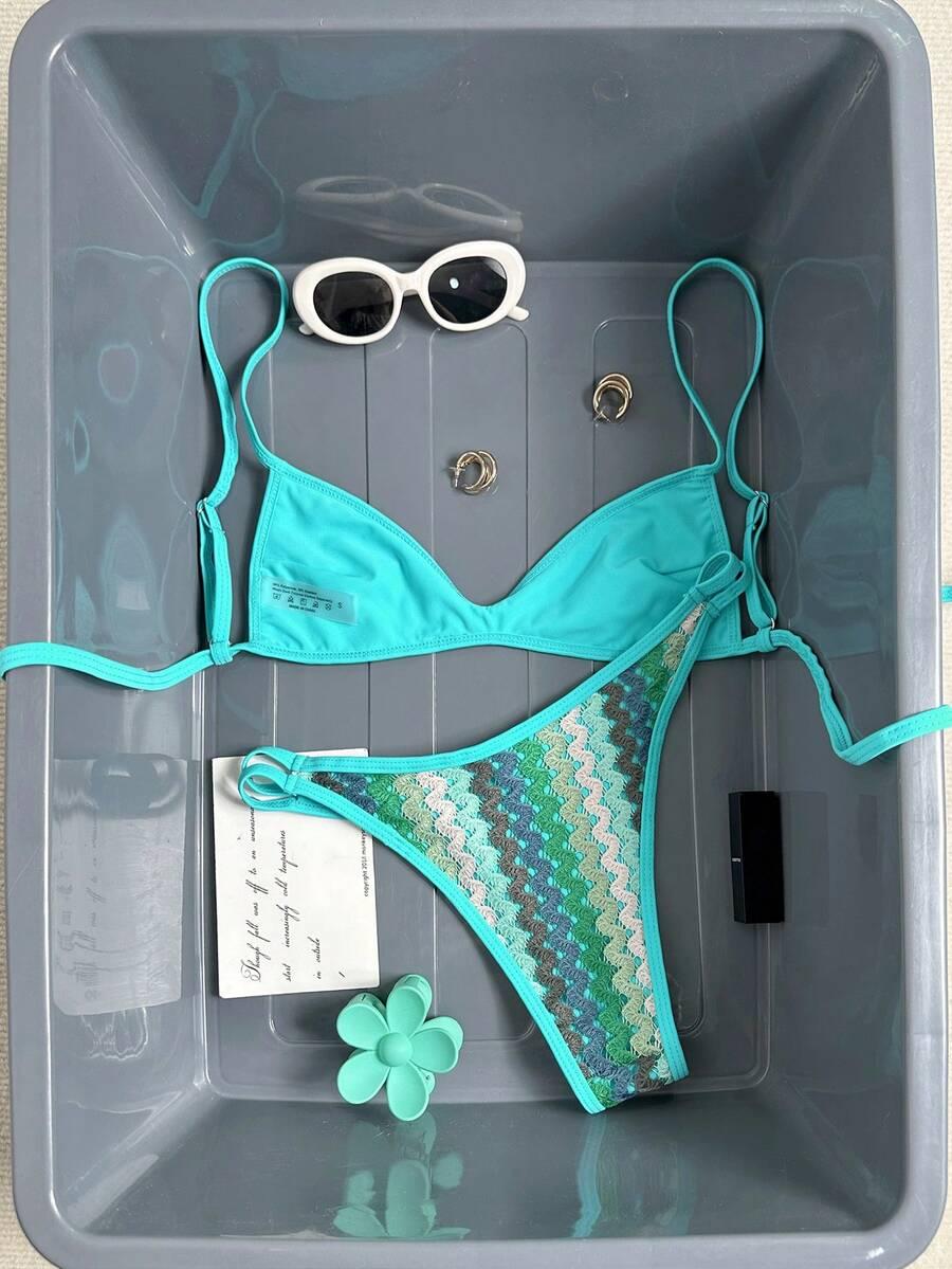 dwuczęściowy ażurowy kostium bikini komplet