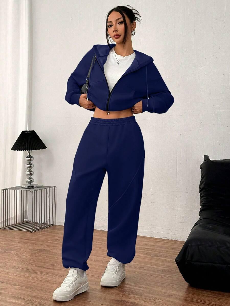 GRANATOWA BLUZA SPODNIE KOMPLET