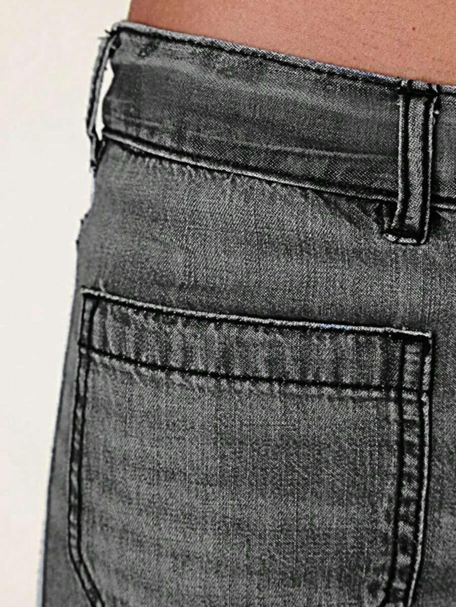 szare spodnie jeans proste nogawki