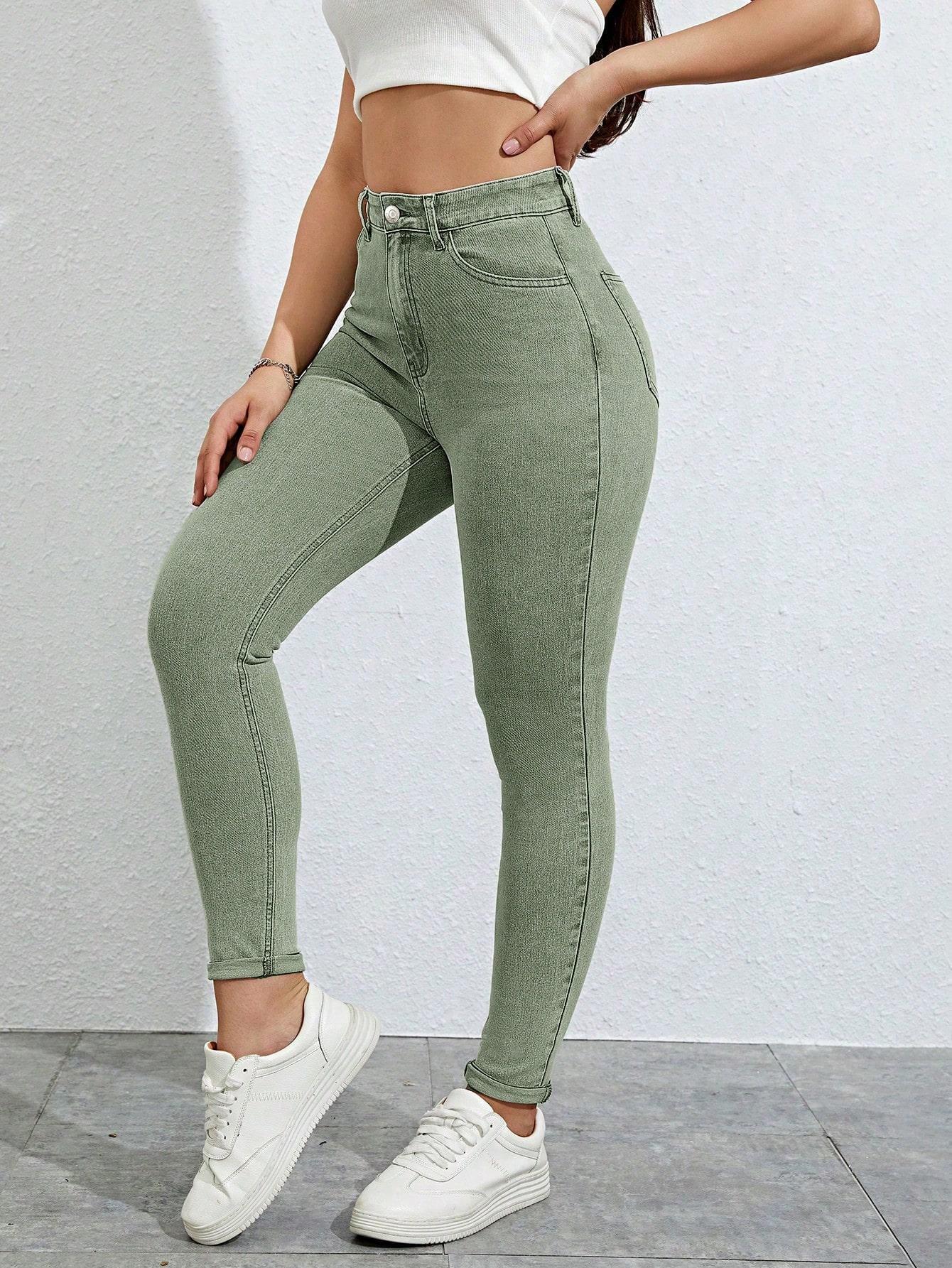 ZIELONE SPODNIE JEANS RURKI