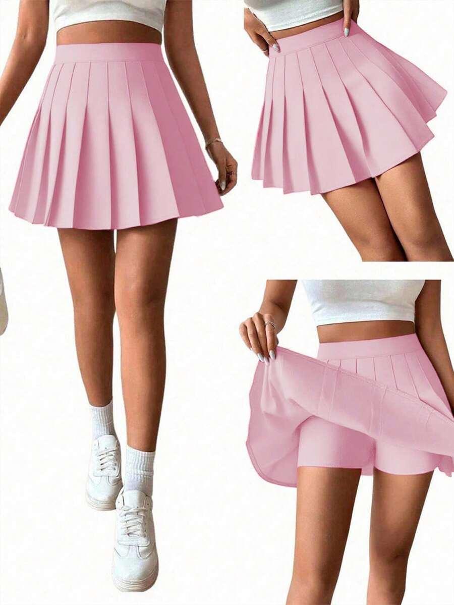 różowa mini plisowana spódnica 