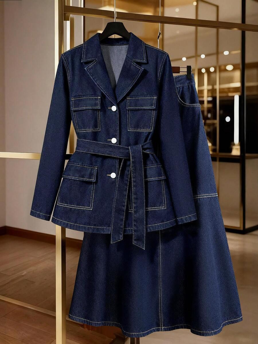 granatowa spódnica jeans
