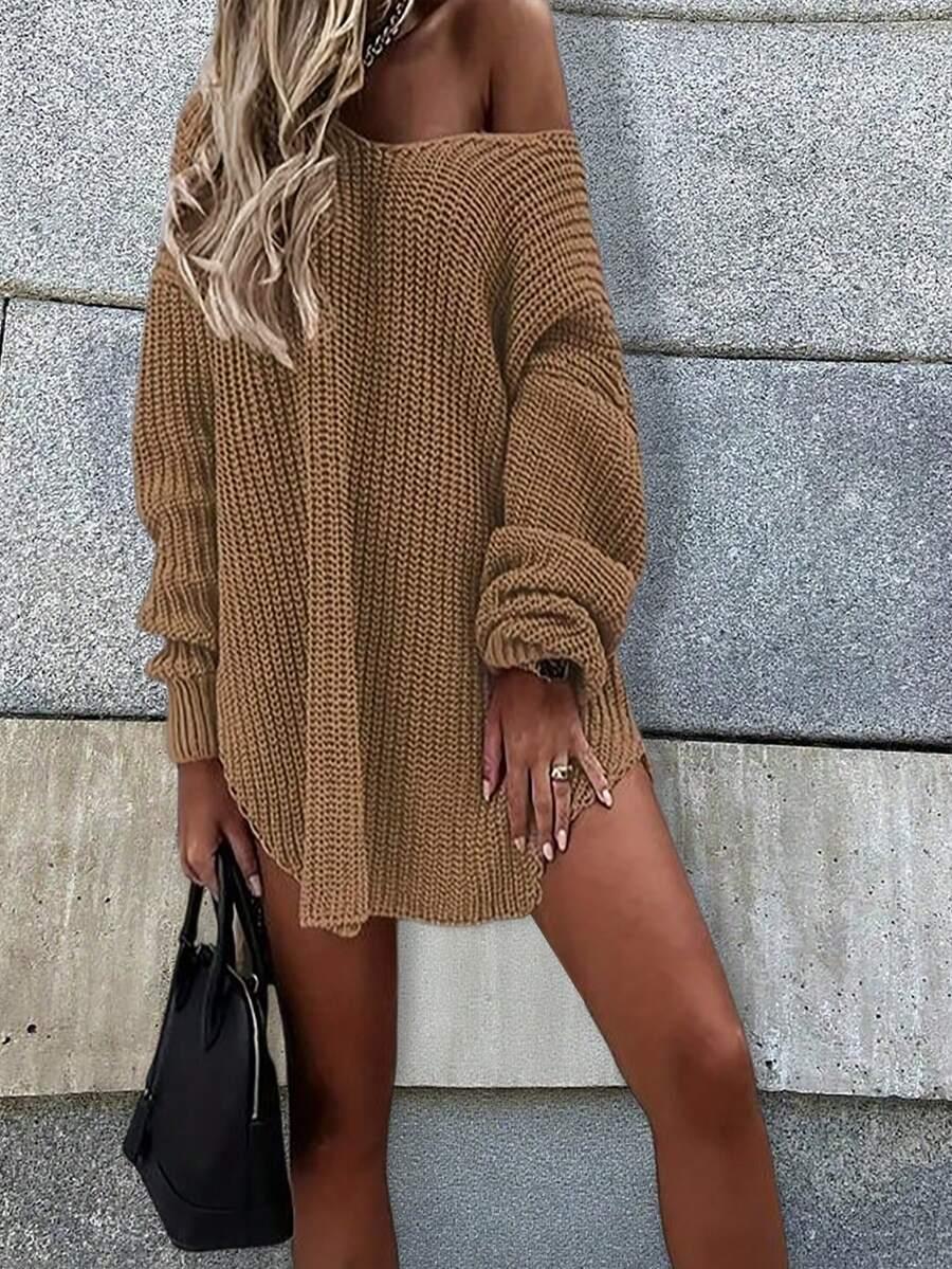 DZIANINOWA MINI SUKINEKA V NECK