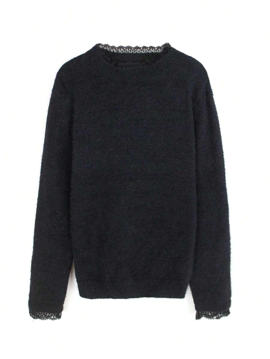 CZARNY SWETER KORONKA