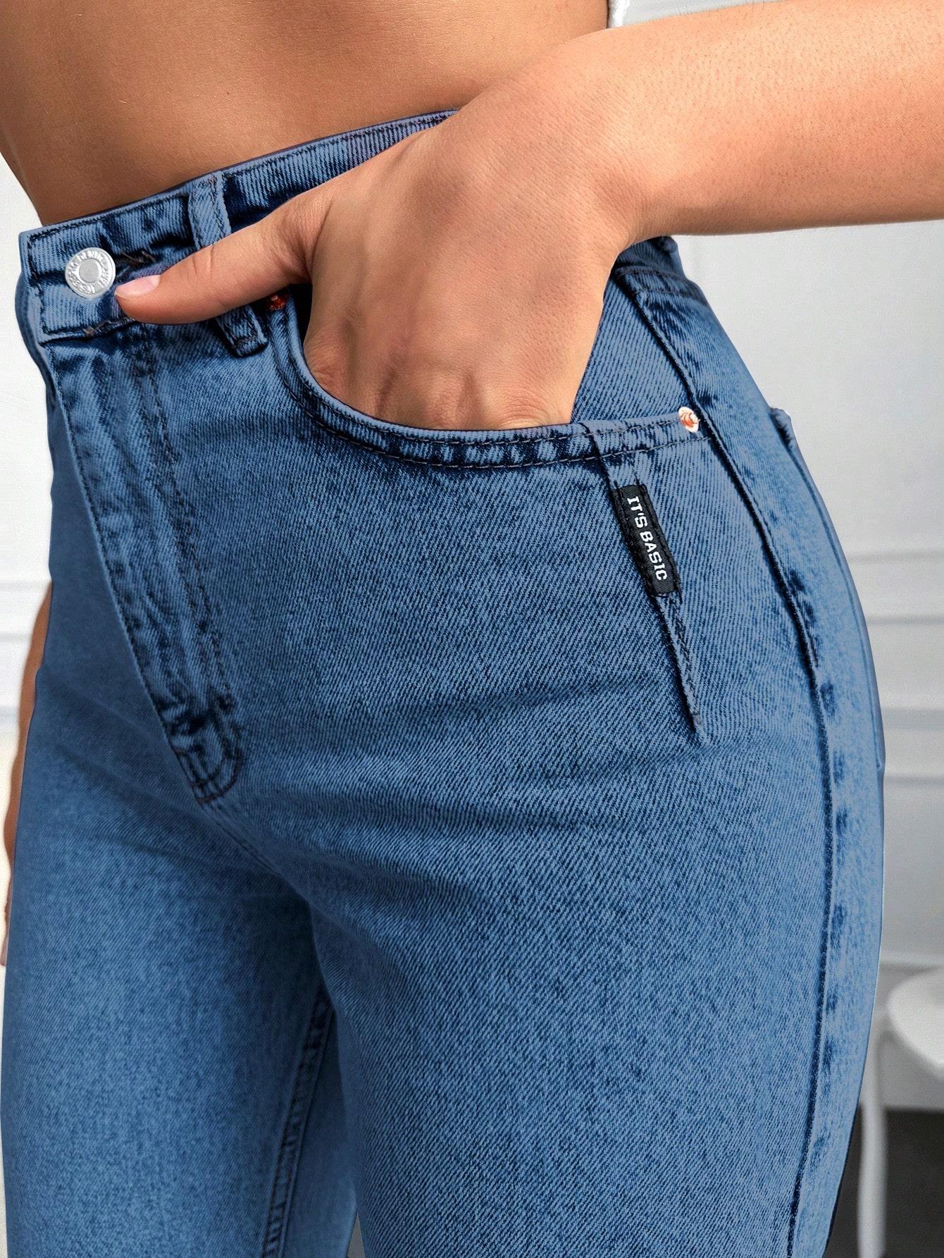 niebieskie spodnie jeans wysoki stan