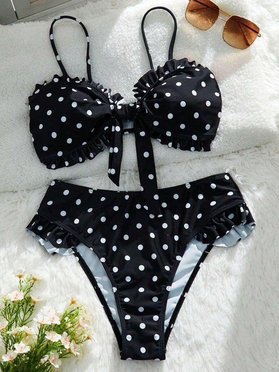 komplet bikini wzór groszki