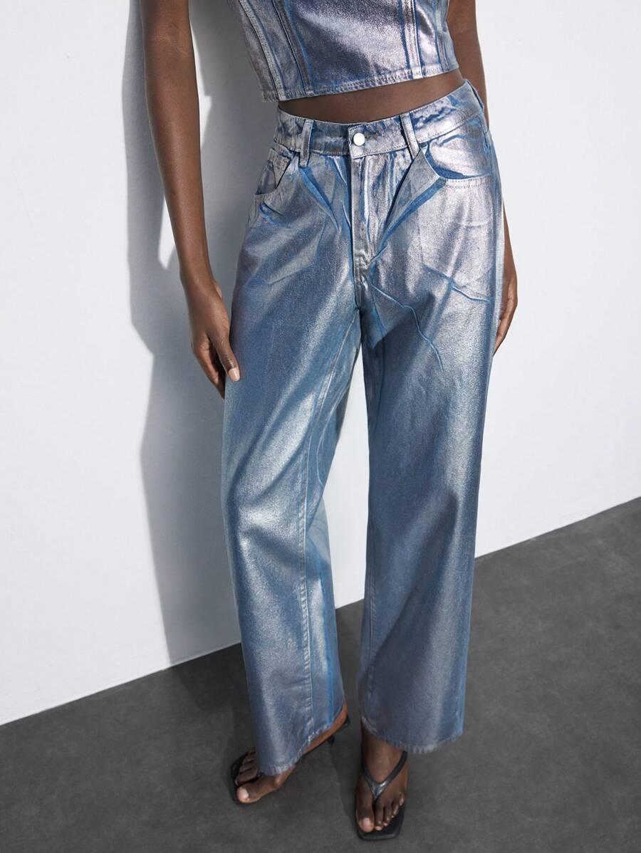 SPODNIE POŁYSK JEANS