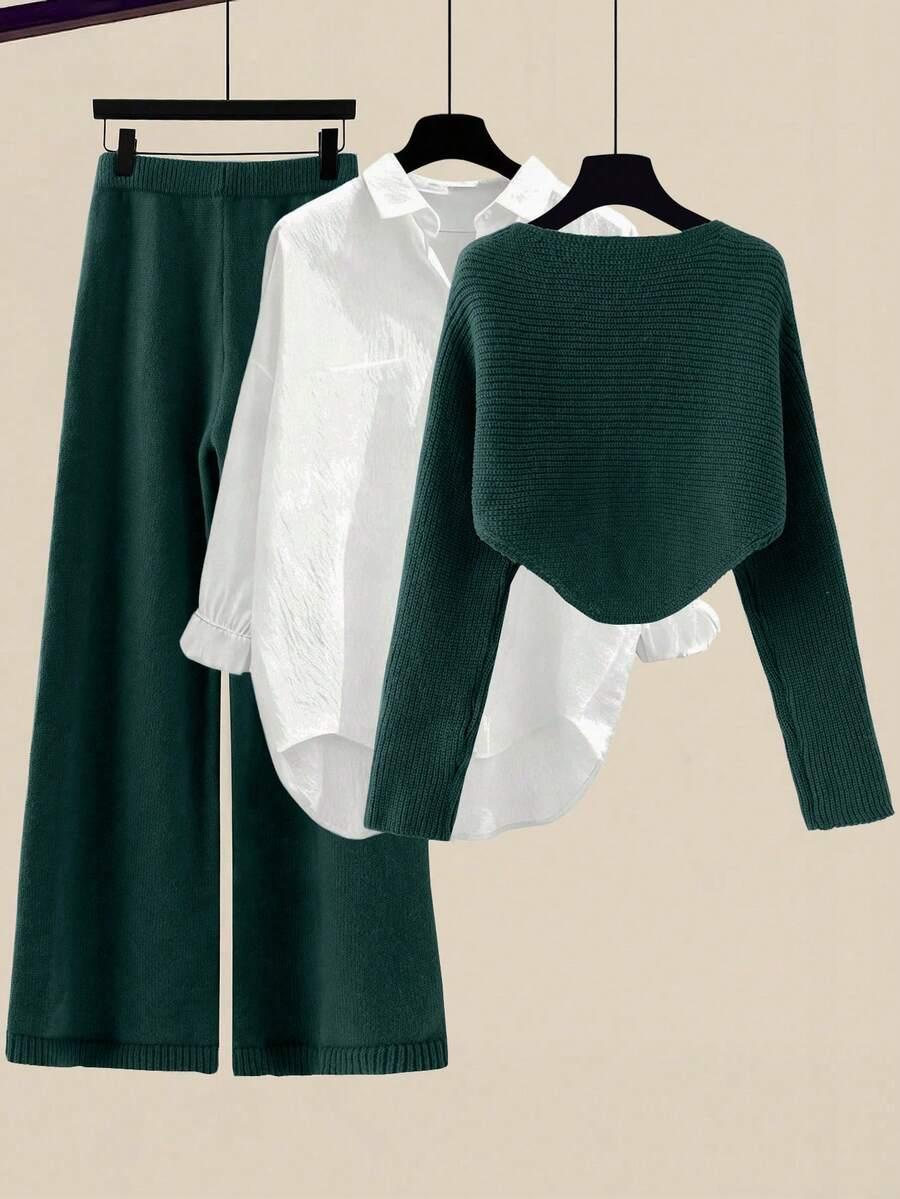 zielony komplet sweter spodnie