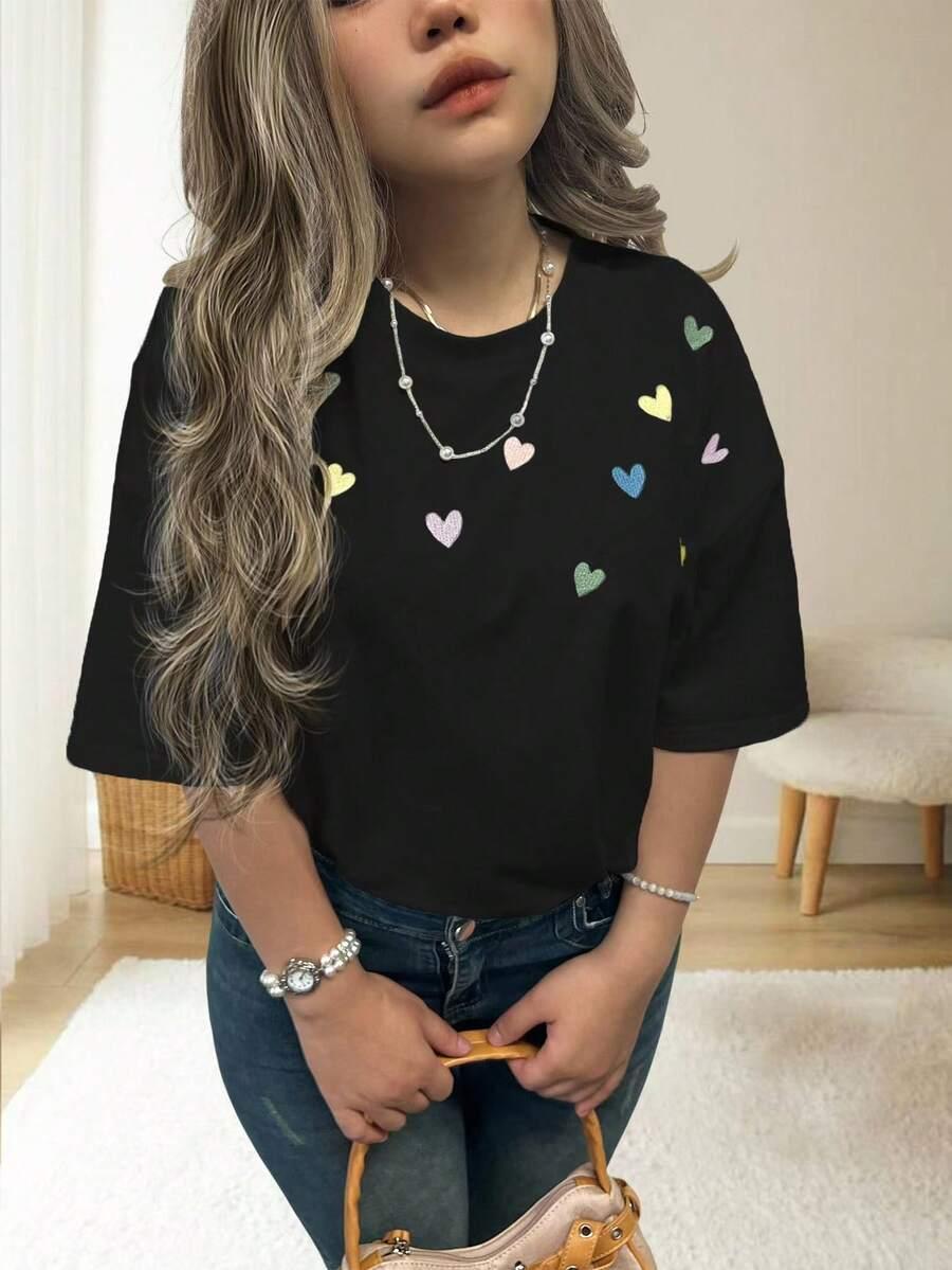 czarna bluzka serca