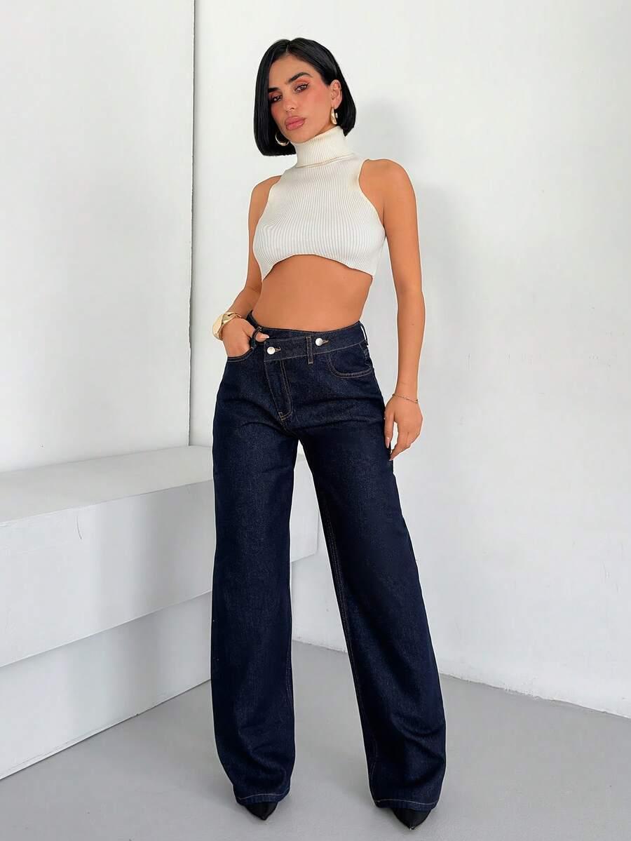 GRANATOWE SPODNIE JEANS