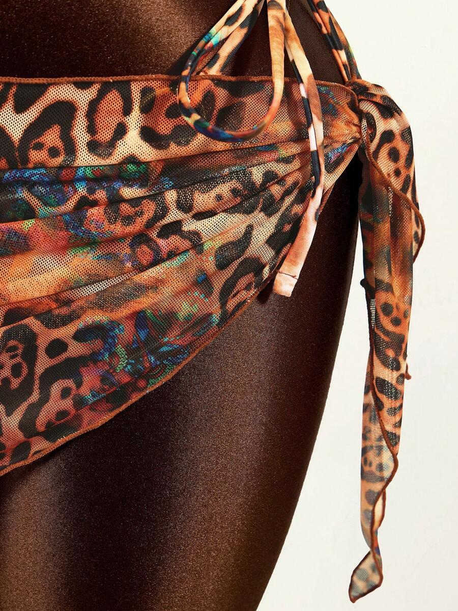 komplet bikini sarong animal print