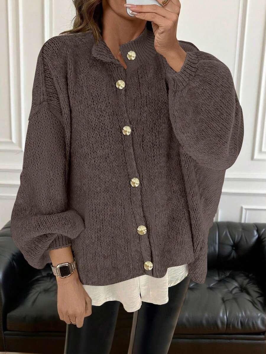 SWETER DZIANINOWY GUZIKI