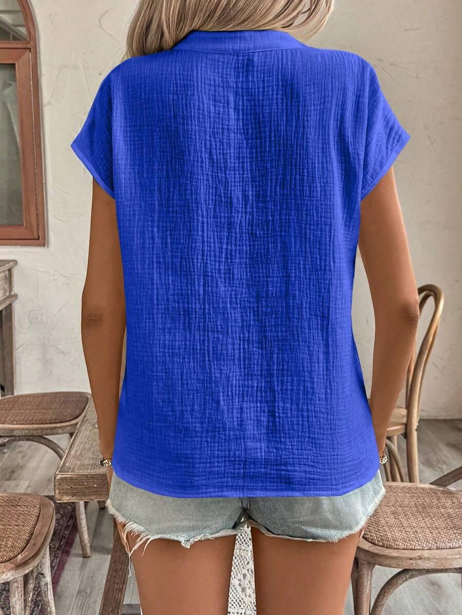 NIEBIESKA BLUZKA V-NECK