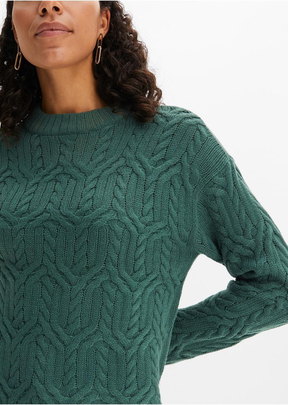 SWETER DAMSKI OKRĄGŁY DEKOLT ZIELONY 