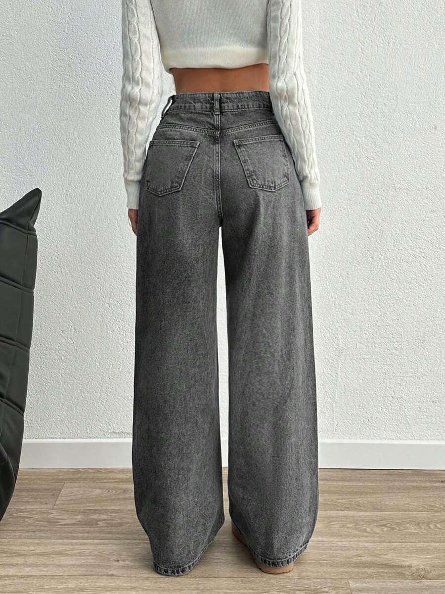 SZARE SPODNIE JEANSY