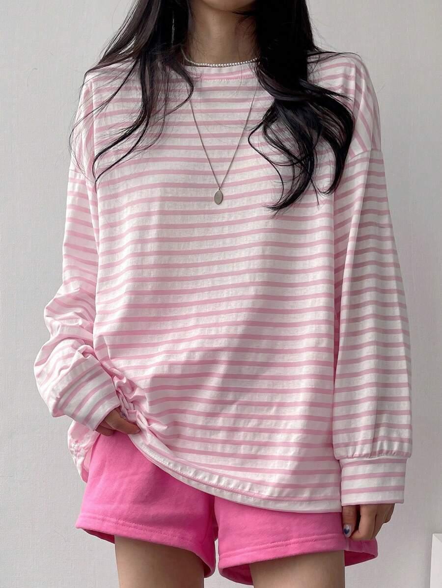 BLUZKA W PASKI OVERSIZE 