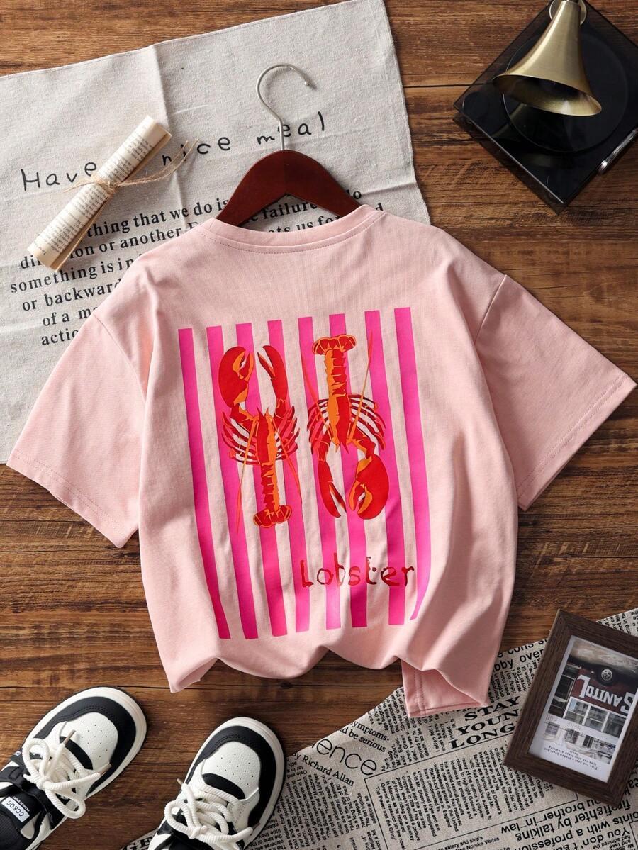 RÓŻOWY T-SHIRT OVERSIZE PRINT