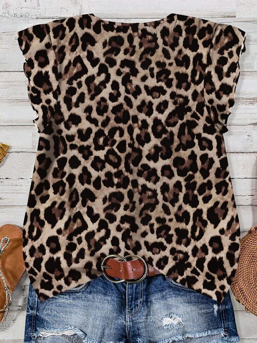 BLUZKA ANIMAL PRINT KRÓTKI RĘKAW
