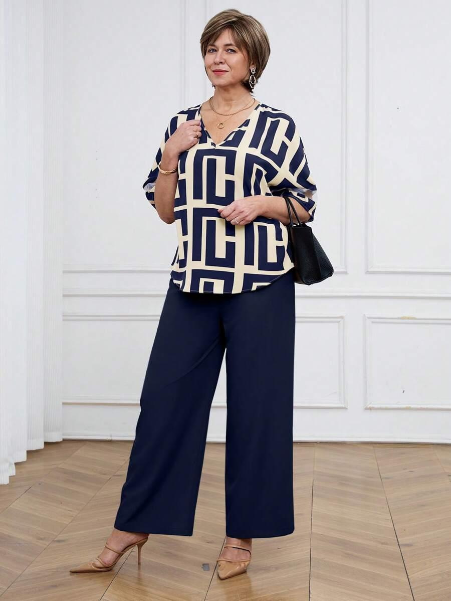 BLUZKA V-NECK wzór