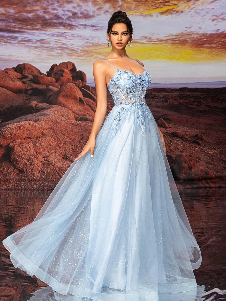 niebieska maxi sukienka