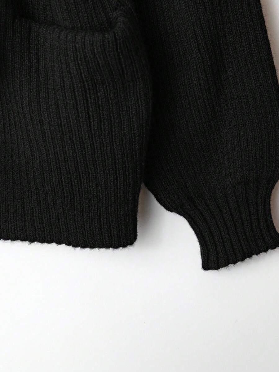 CZARNY DZIANINOWY SWETER