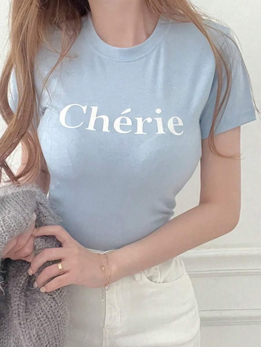 bawełniany T-shirta okrągły dekolt