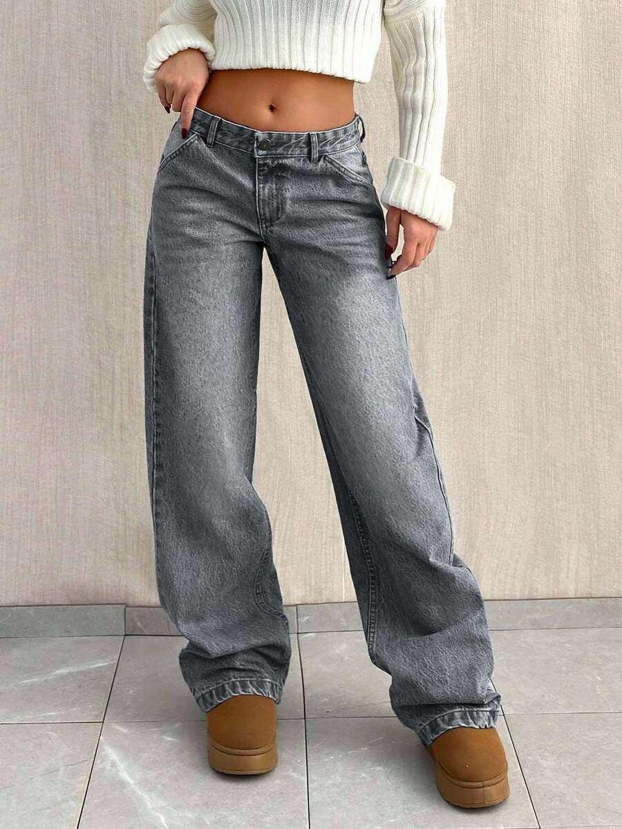 SZARE SPODNIE JEANS