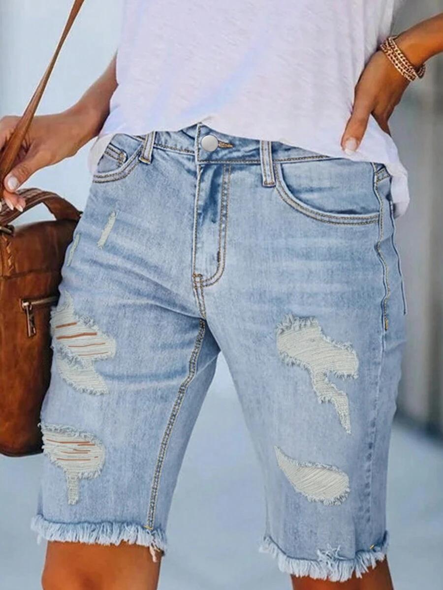 krótkie spodenki jeans przetarcia
