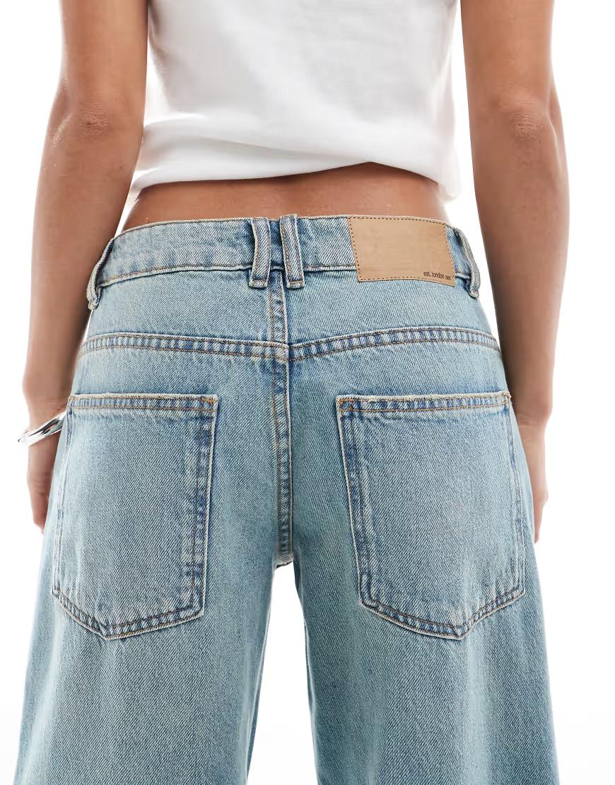 NIEBIESKIE SPODNIE JEANS PROSTE NOGAWKI KIESZENIE