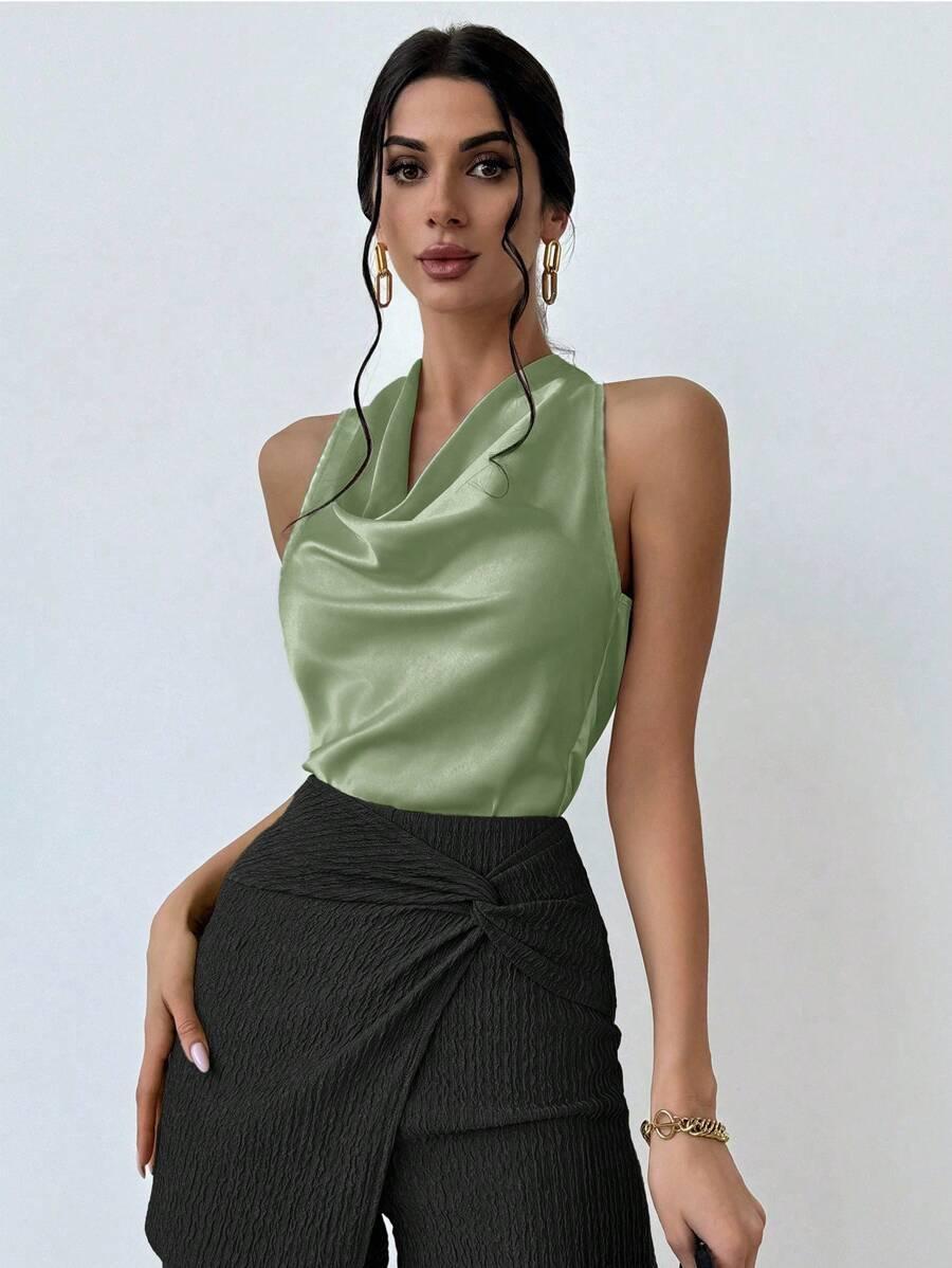 ZIELONY SATYNOWY TOP
