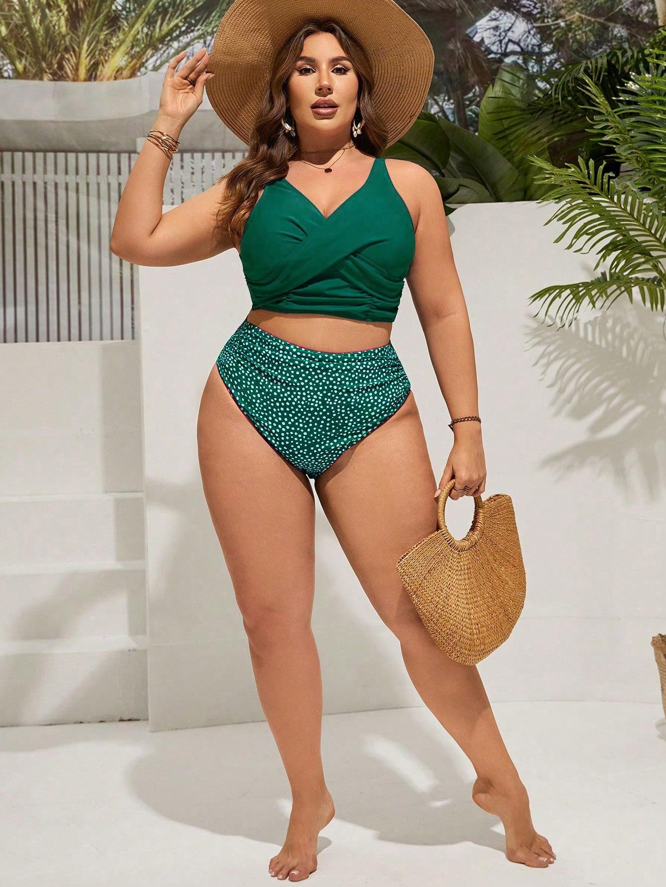 zielony dół od bikini groszki 