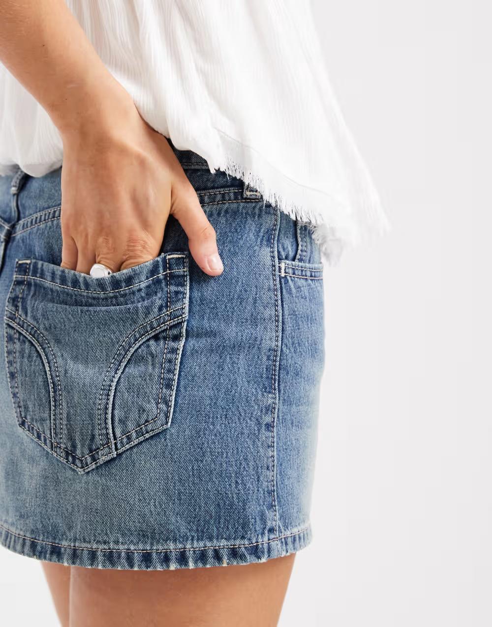 MINI SPÓDNICO-SPODENKI JEANS KIESZENE ZAMEK