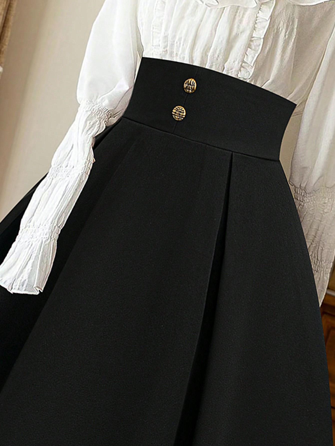 czarna spódnica maxi falbana