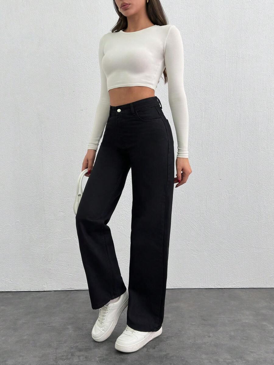 CZARNE SPODNIE JEANS