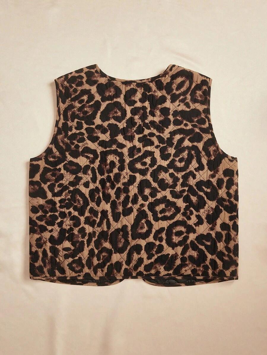 brązowa kamizelka animal print
