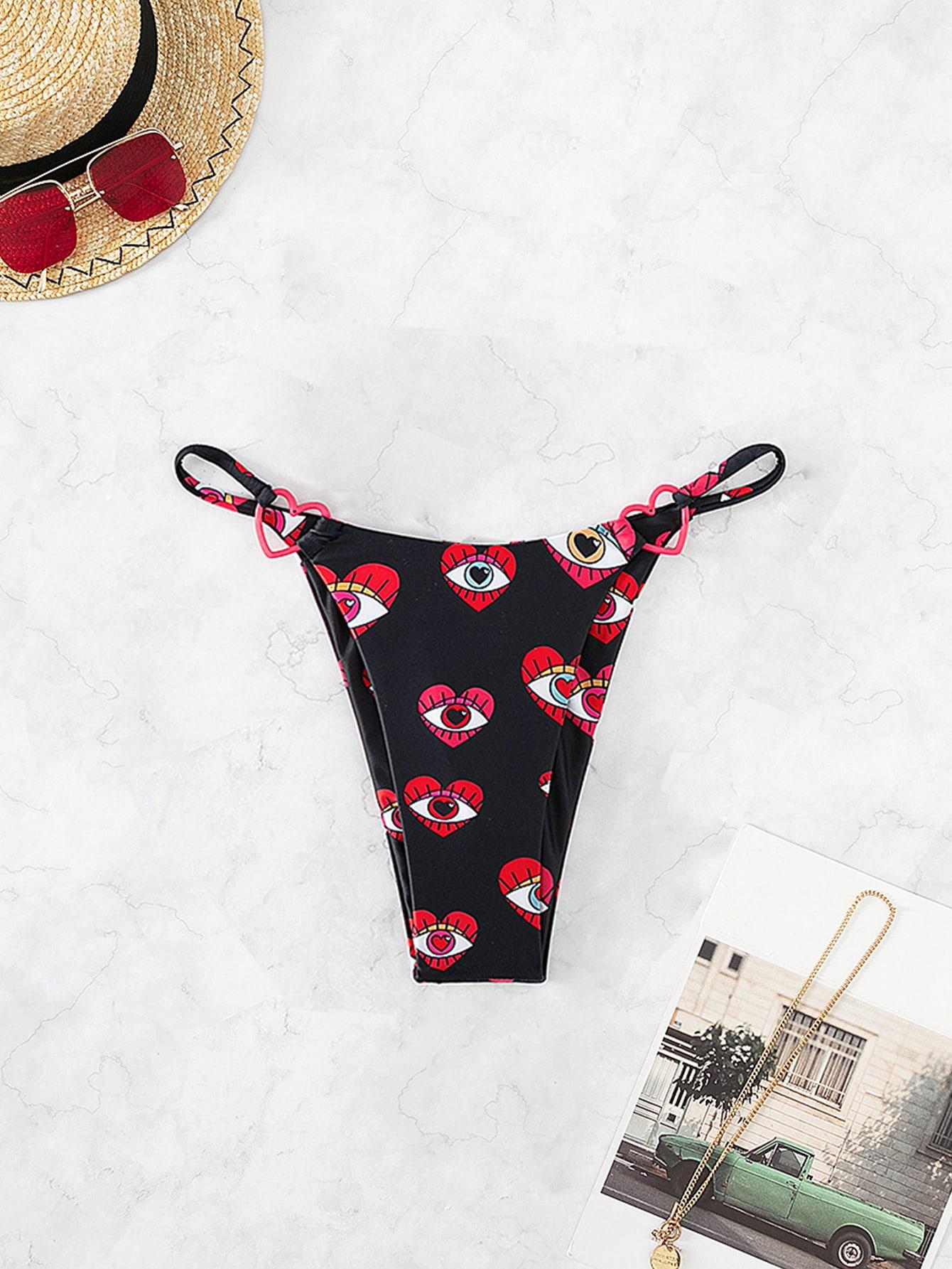 czarny dół od bikini print oko serce