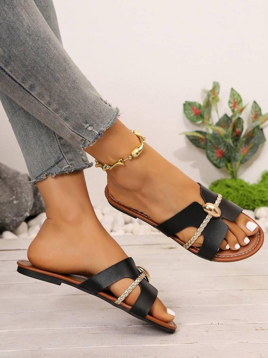 wsuwane klapki casual zdobienie