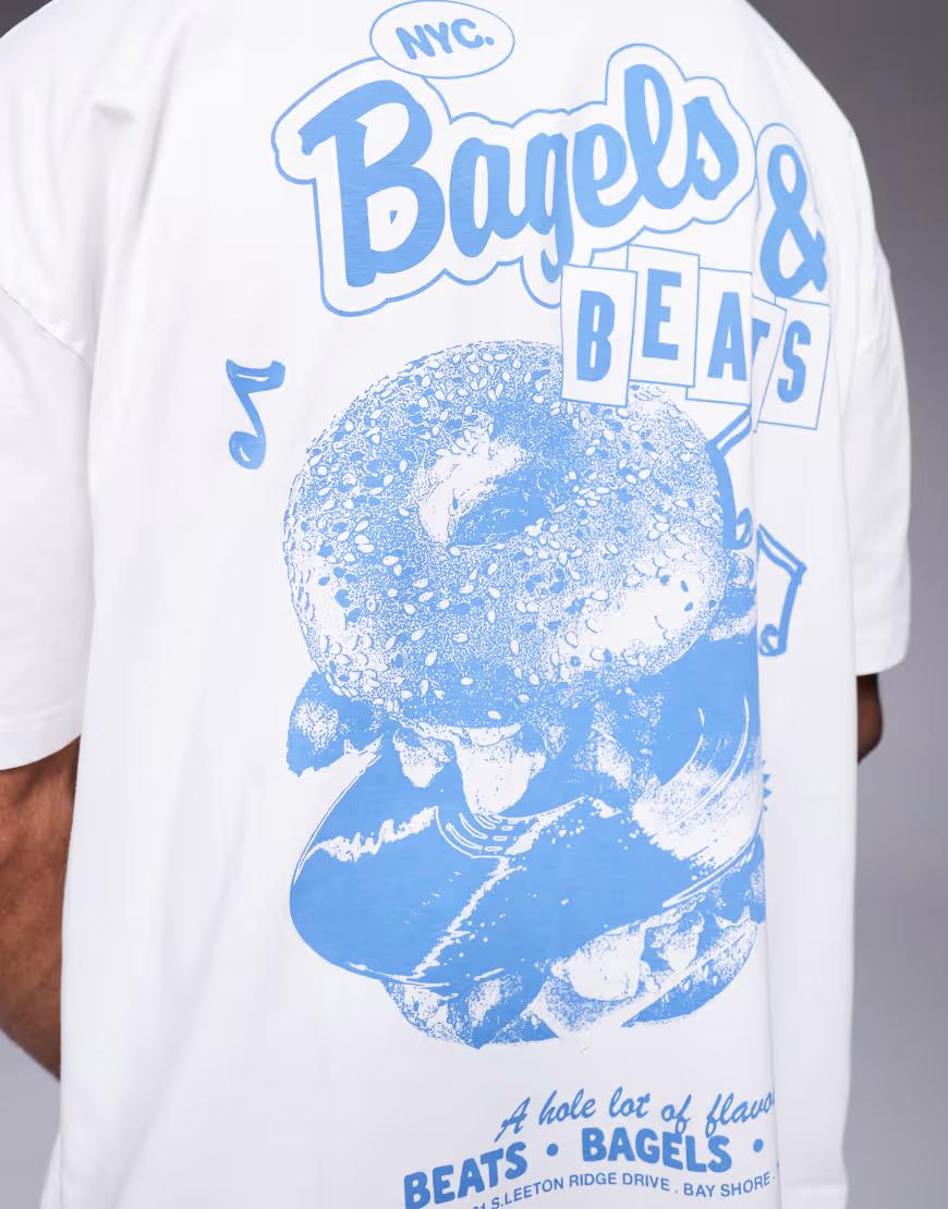 biały t-shirt oversize nadruk