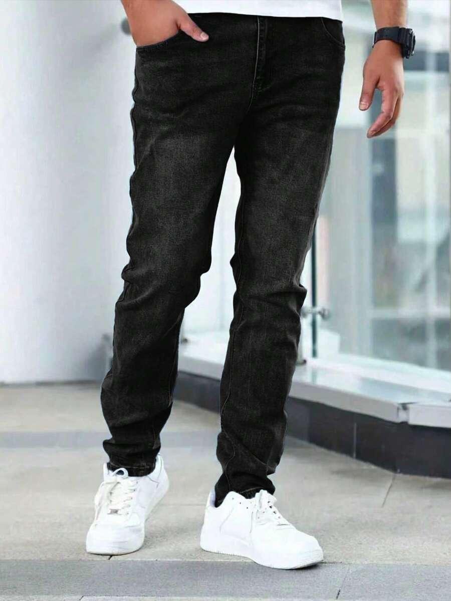 czarne spodnie jeans zamek kieszenie