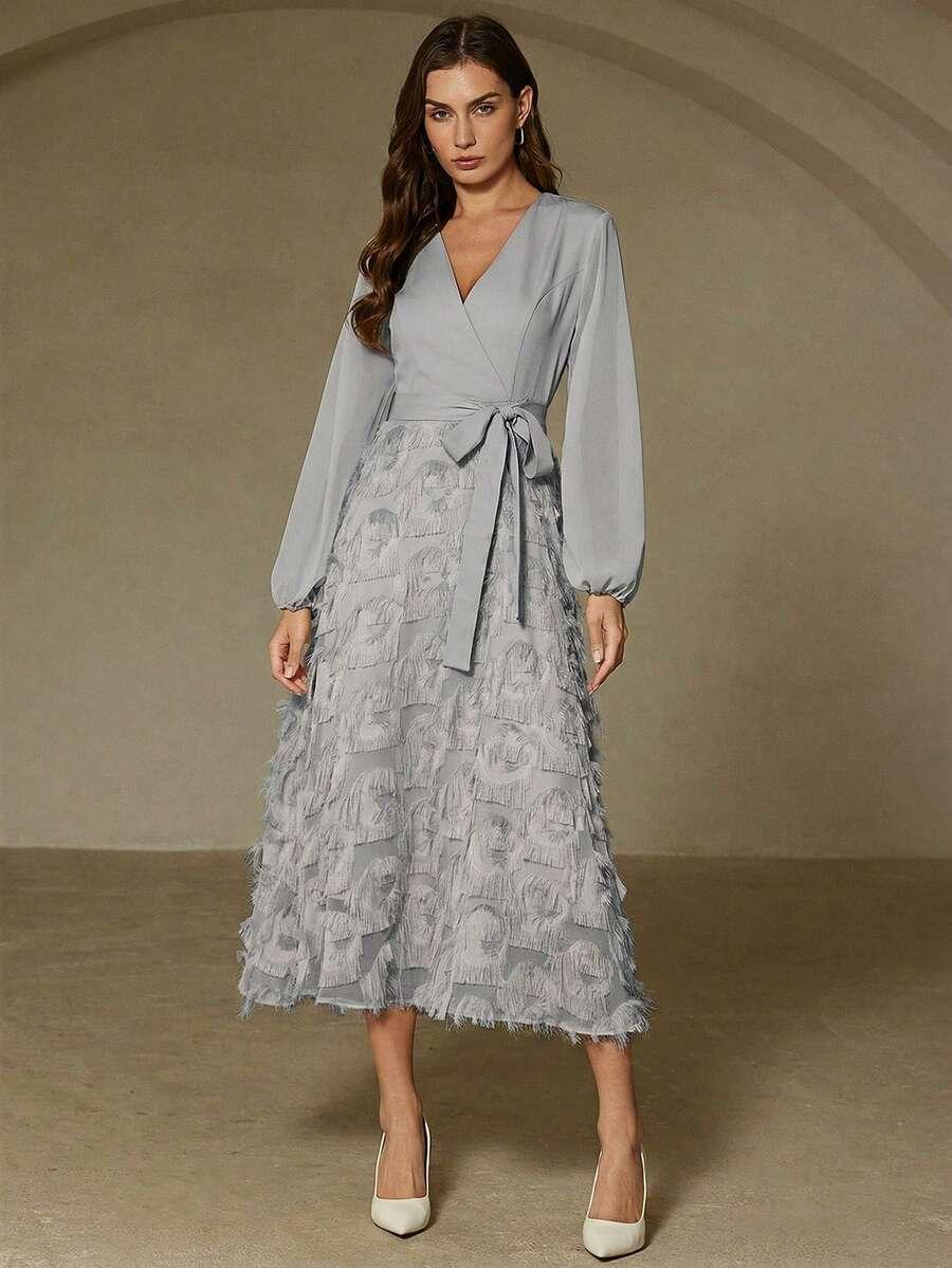 szara maxi sukienka