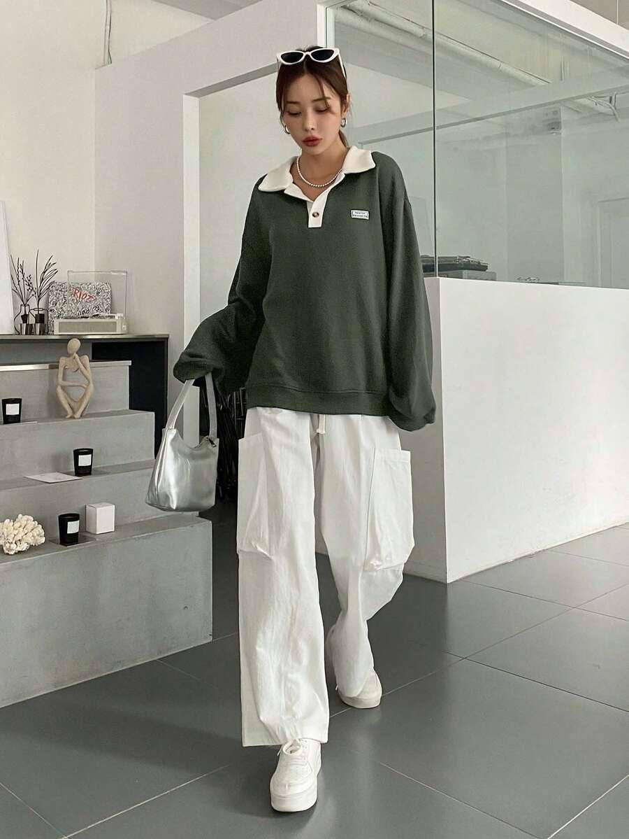 zielona bluzka kołnierz 