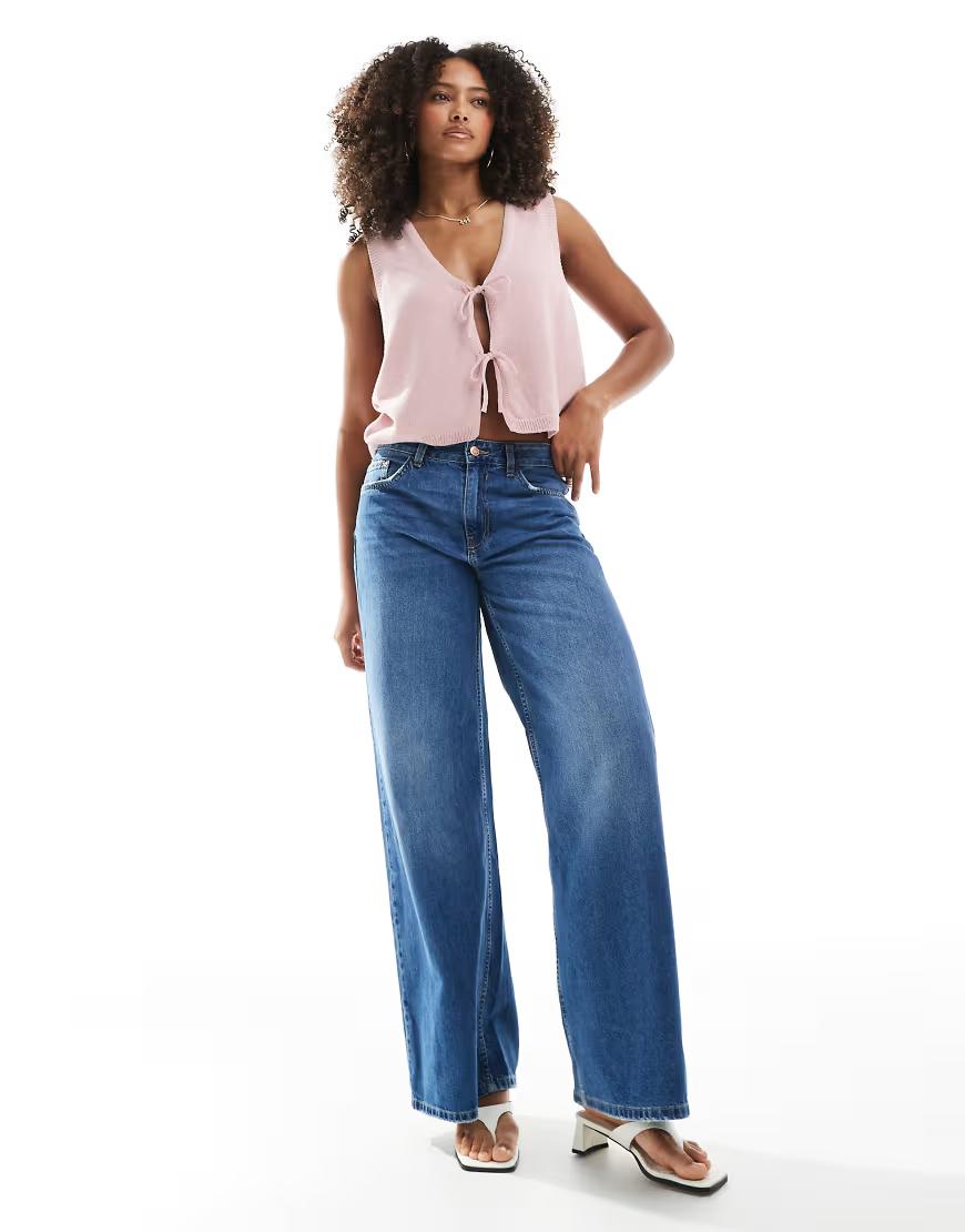DZIANINOWY RÓŻOWY TOP OVERSIZE WIĄZANIE