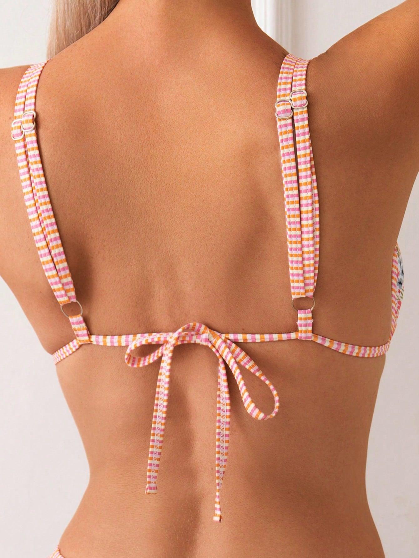 komplet bikini wzór kwiaty