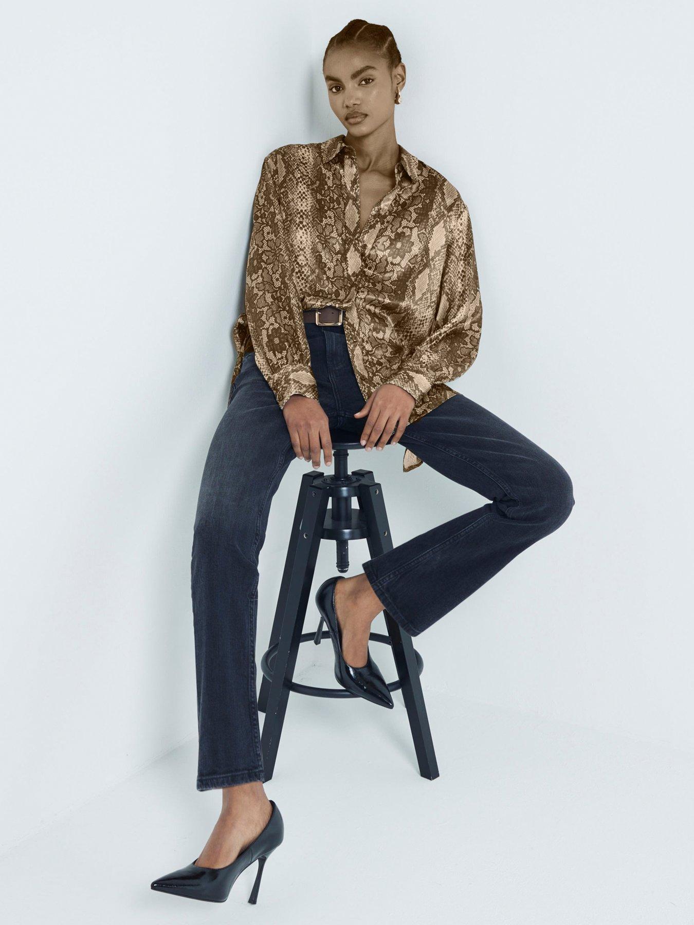 RIVER ISLAND KOSZULA SATYNOWA ZE WZOREM ZWIERZĘCYM 