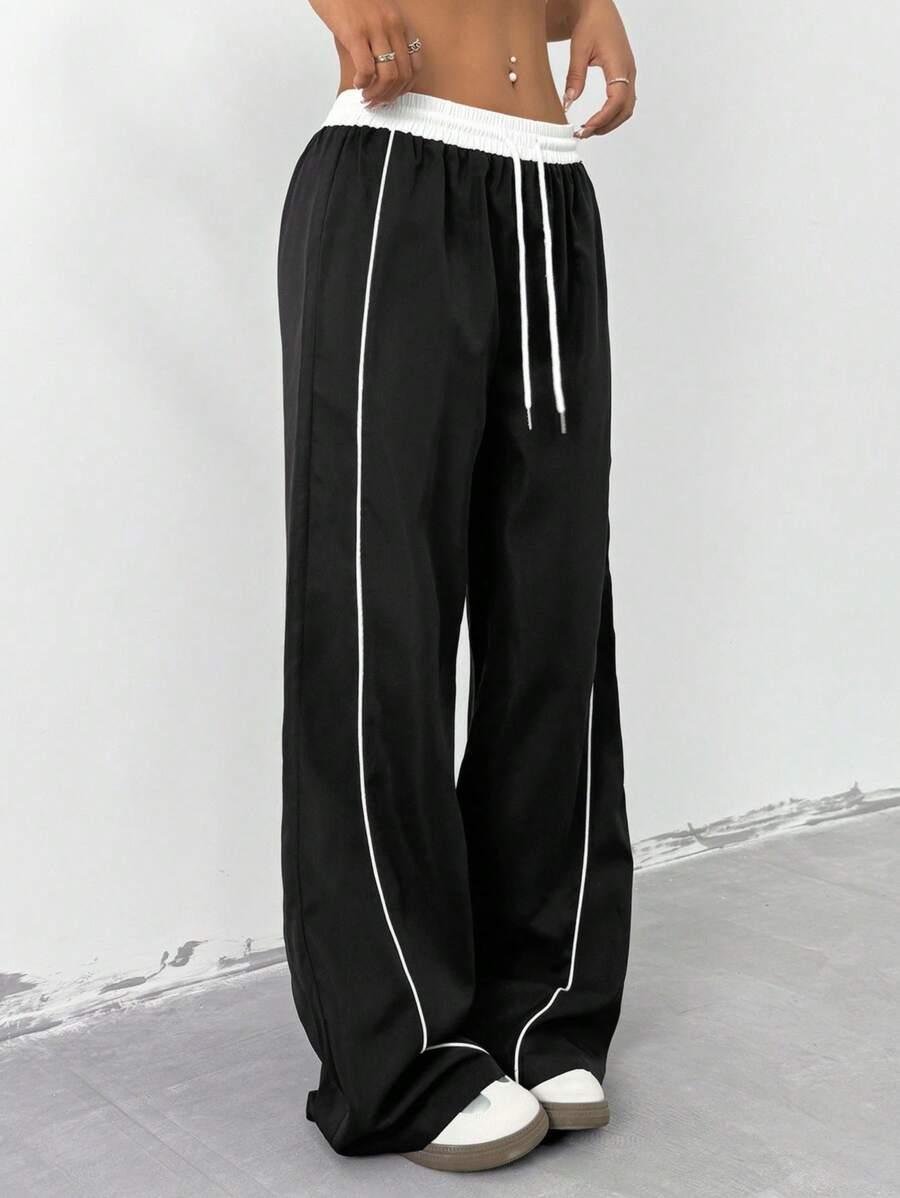 CZARNE SPODNIE PROSTE NOGAWKI