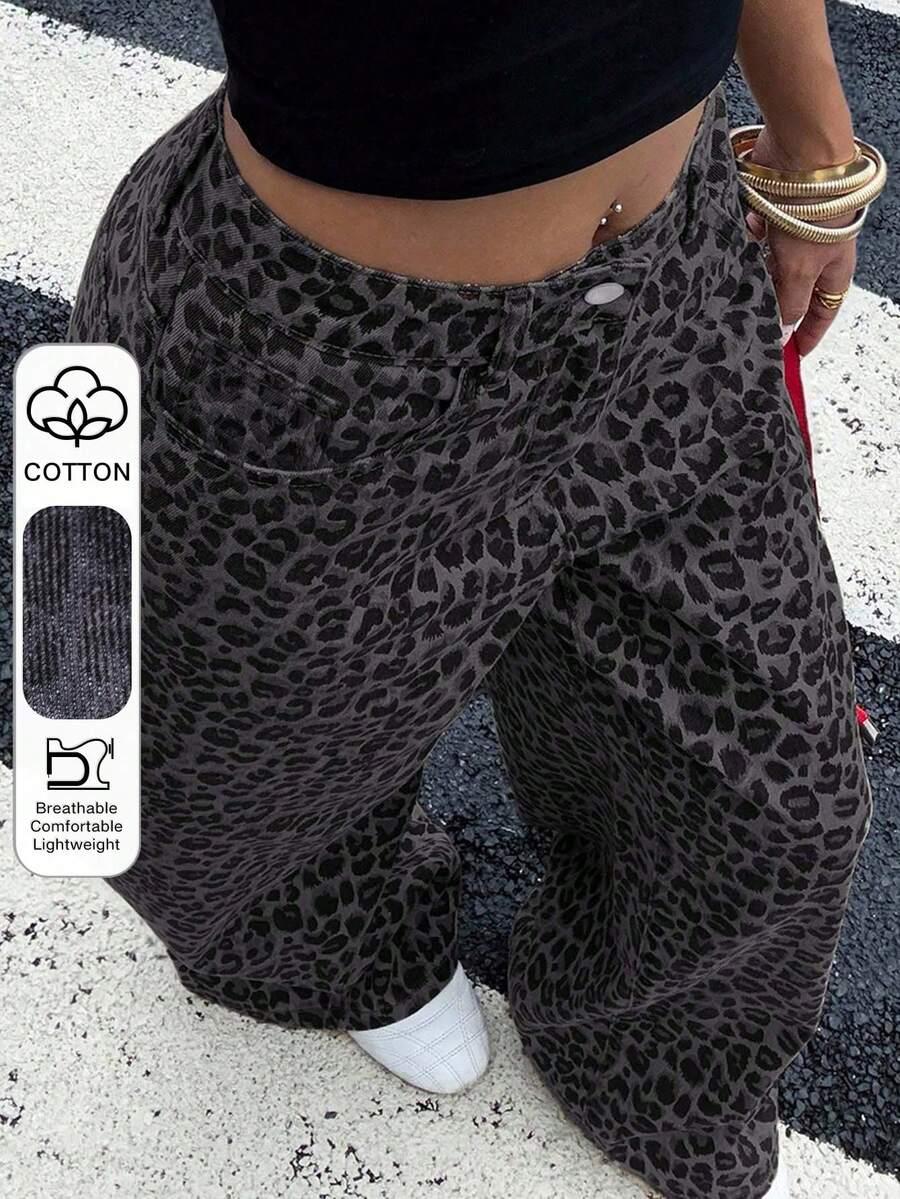 spodnie jeans print