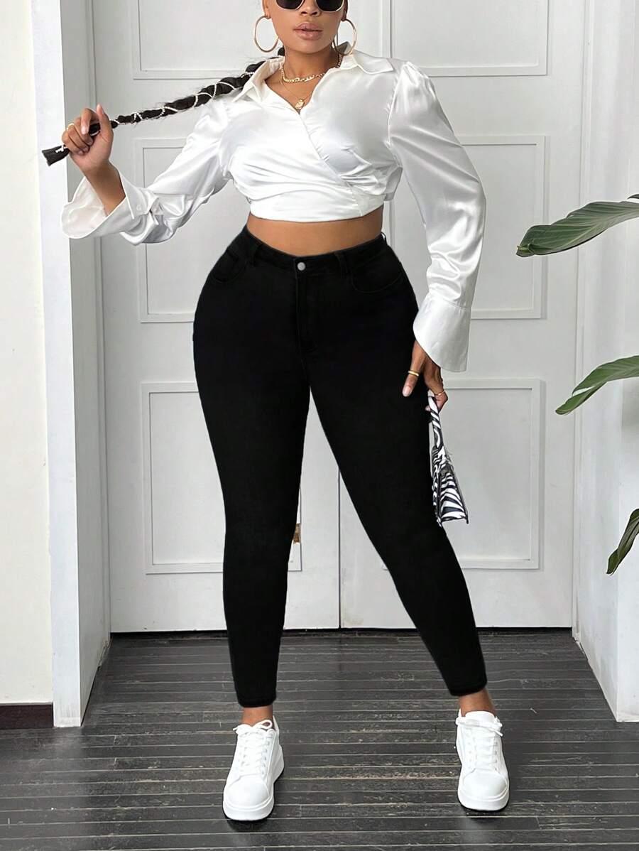 CZARNE SPODNIE JEANS 