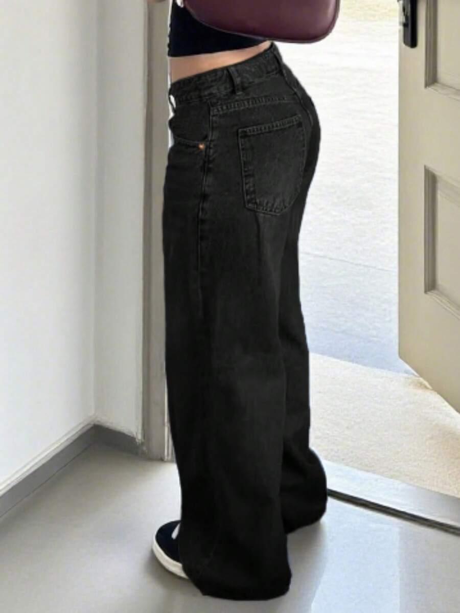 CZARNE SPODNIE JEANS