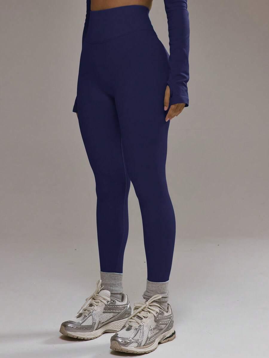 GRANATOWE LEGGINSY WYSOKI STAN