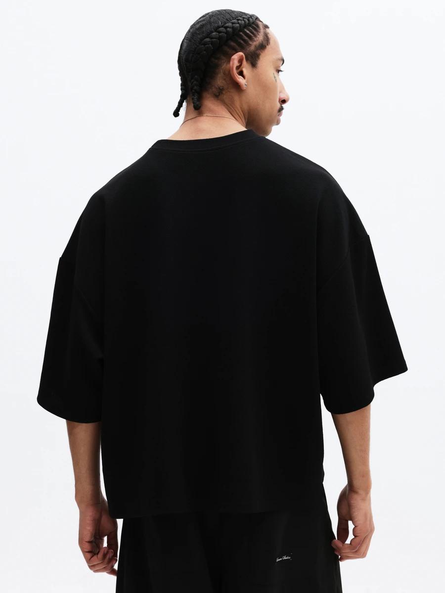 CZARNY T-SHIRT okrągły dekolt